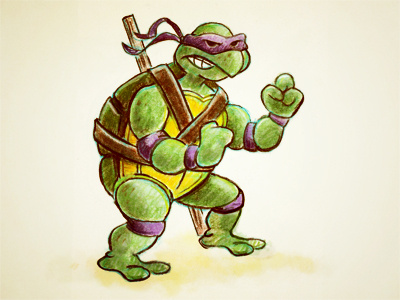 Donny 80s cartoon character illustration pencil teenage mutant ninja turtle turtle