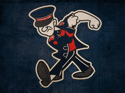 Patch army cartoon illustration logo mascot salvation army vintage