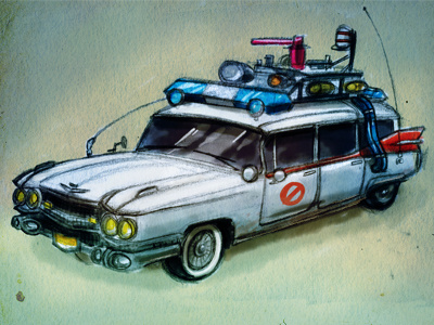 ectosketch 80s car ghostbusters illustration movie sketch