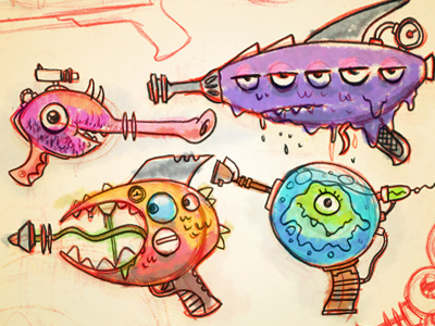 Pew Pew Critters drawing gun illustration monsters silly sketch