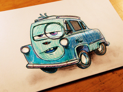 Professor Z cars disney drawing illustration pencil pixar sketch