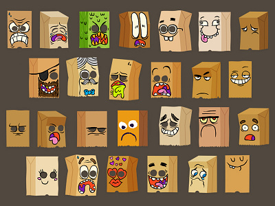 Bag Yourself cartoon emoji facebook faces paper bag