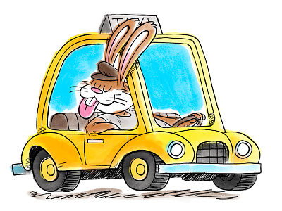Bunny Taxi bunny illustration taxi yellow
