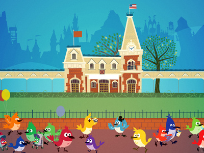 Welcome to Disneyland, Mr. Blu Bird! disney disneyland illustration