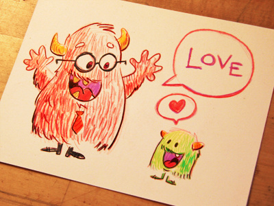 Love illustration monster valentines