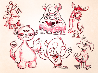 sketches illustration monsters sketches train