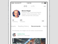 medium profile page concept - read mood