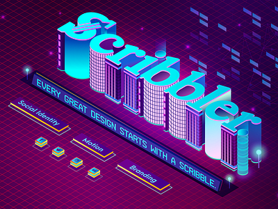 Scribbler Wallpaper branding design illustration isometric vector wallpaper