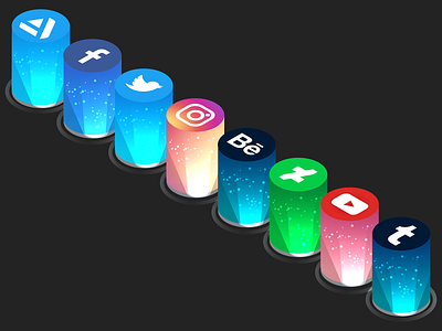 Isometric Social Media Icons