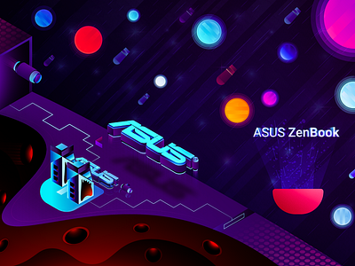 ASUS Zenbook Wallpaper design illustration illustrator isometric vector wallpaper