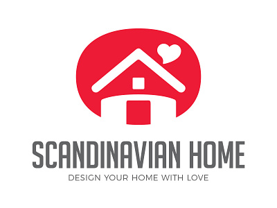 Scandinavian Home Logo architecture clean heart home house love minimal red scandinavian