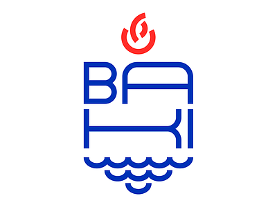 Coat of Arms of Baku city azerbaijan baku city coat of arms fire logo logotype sea type typography
