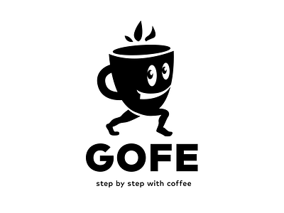 Gofe logo coffee cup drinking kofe logo logotype minimal step symbol walking