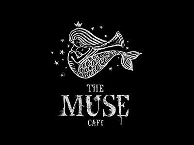 Muze cafe identity logo marine mermaid