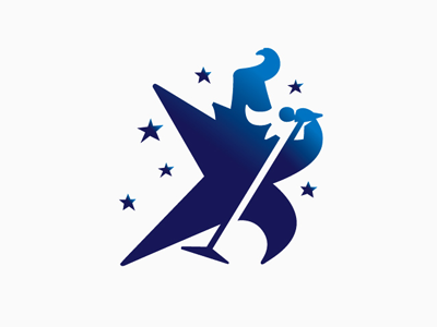 Mrl blue elvis identity logo microphone shine star