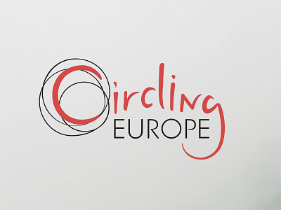 Circling Europ Logo black circle circling freeform handwritten logo meditation rebrand red script