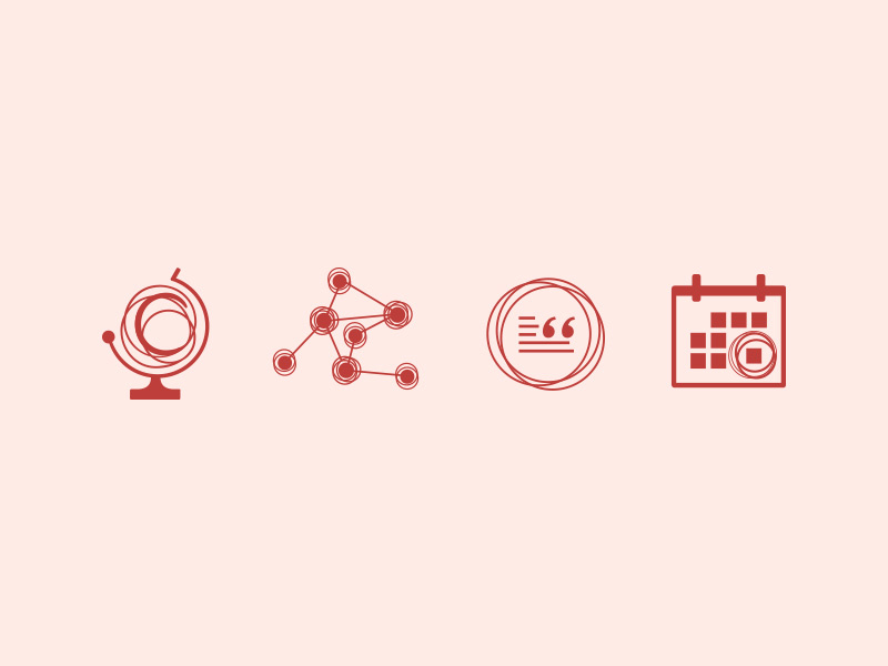 Circling Europe Icons quote molecules globe calendar illustration circle pink red icons