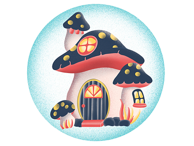 Mushroom House illustration procreate