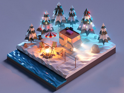 Share Your Cristmas - Camping 3d 3dartwork 3dsmax animation design blendercommunity c4d digitalartist gameart gamedevelopment illustration illustrationart isometric lowpoly lowpoly3d lowpolyart lowpolygang nft rendering voxel voxelart