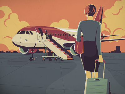 🛬 Flight adobe airport bristol design fly illustration illustrator planet siutcase travel uk vector woman