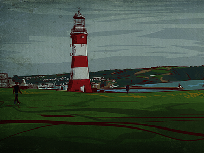 Plymouth Hoe adobe devon england faro illustration illustrator lighthouse ocean photoshop plymouth uk vector