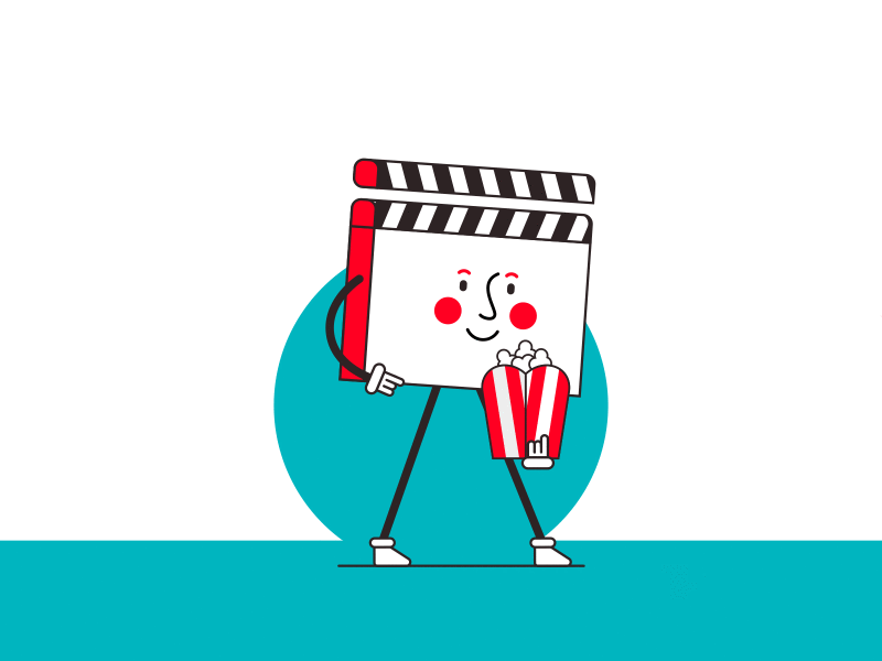 🎬 ClapperBoard aftereffects animated animation board clapper clapperboard design graphic design loop mascot motion graphics pop corn rubberhose vector walkcycle