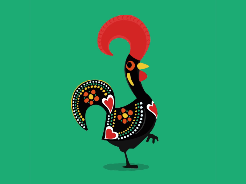 Galo de Barcelos aftereffects animated animation galobarcelos illustration illustrator loop portugal souvenir vector walkcycle