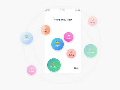 How do you feel? app blue bubble emoji emotions feedback ios mobile pink results sport