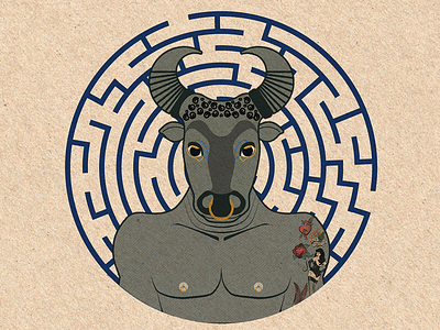 Minotaur bull digital graphics design greek mythology illustration labyrinth minotaur tattoos
