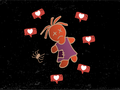 Like/love halloween illustration like social media love ragdoll spider vector