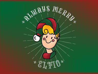 Elfio-Always Merry candy cane christmas elf festivities green illustration new year positive vibes red seasons greetings
