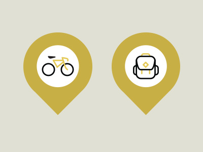 Portland & Hood River Icons icons portland hood river bike backpack vector pins map illustration