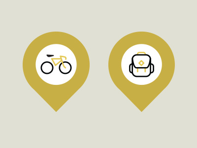 Portland & Hood River Icons backpack bike hood river icons illustration map pins portland vector