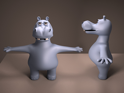 Hippo 3d animals charcter hippo