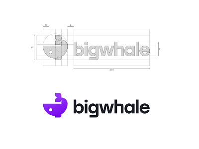 Big Whale - Logo Grid gradient grid grid design grid layout grid logo logo logo process logotype modern modern logo purple purple gradient purple logo whale whale logo