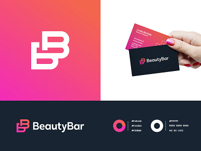 Beauty Bar - Brand Identity b b logo beautiful beauty beauty logo beauty salon brand brand identity branding business card design business cards businesscard gradient lettermark letters nail nail salon pink gradient spa spa logo