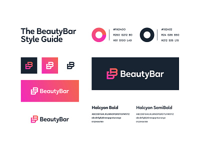 Beauty Bar - Style Guide b design b logo bb bb logo beauty beauty logo beauty salon brand identity branding guide branding guidelines gradient guidelines lettermark nails logo pink and blue pink gradient style guide styleguide symbol