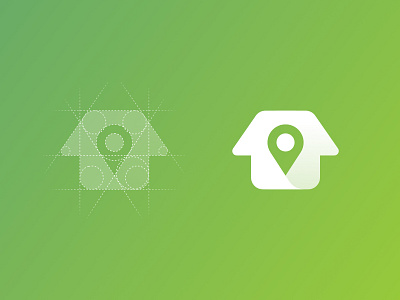 Home Spot - Logo Grid gps gradient green green gradient grid grid layout home home logo house house illustration house location house logo logo grid logo grids pin real estate real estate logo spot tracker logo white house