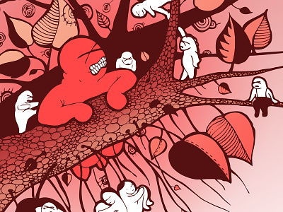 Emolitions creatures forest illustration ink jungle red