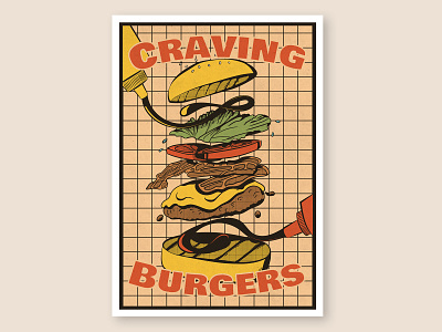 Burger poster advertisement burger identity design illustration poster typography vector