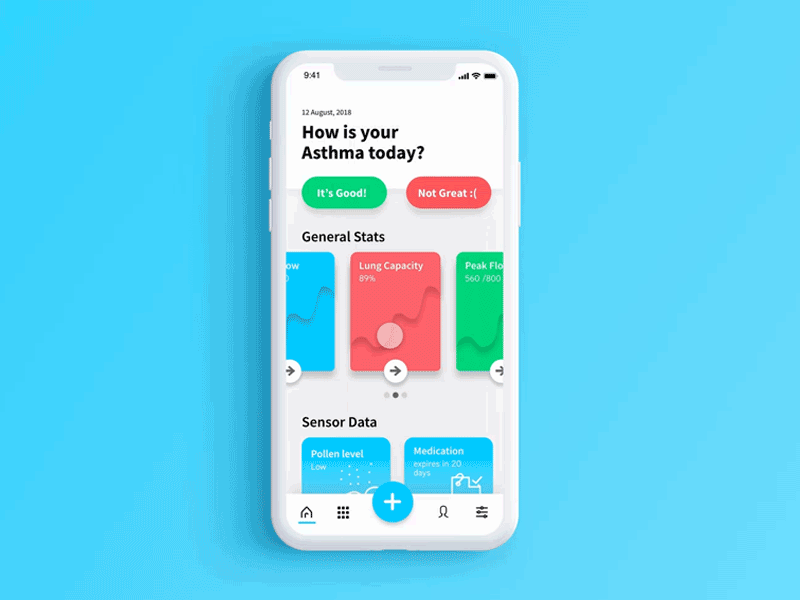 Puffer, Asthma Management app IOT animation app desgin design illustration interaction typography ui ux