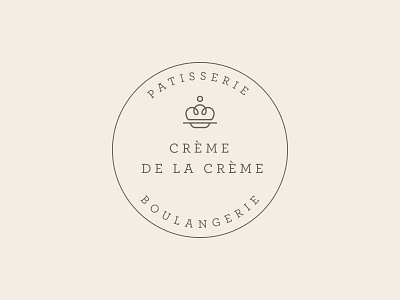 Creme De La Creme cafe cake crown logo mark patisserie plate restaurant stamp
