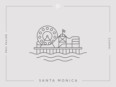 Santa Monica Icon brand city coast flat icon la line location los angeles santa monica travel west