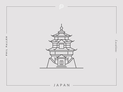 Japan Icon architecture brand flat icon illustration japan landmark line location pagoda travel vector