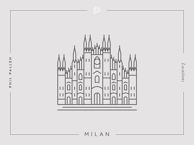 Milan Icon architecture branding city flat icon italy landmark line location milan travel vector