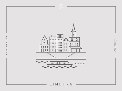 Limburg Icon architecture branding flat houseboat icon landmark limburg line location netherlands travel vector