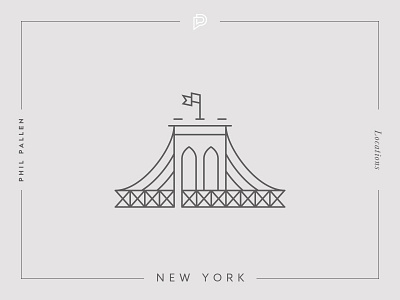 New York Icon architecture branding brooklyn city flat icon landmark line location new york travel vector