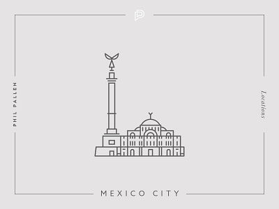 Mexico City Icon angel architecture branding city flat icon landmark line location mexico travel vector