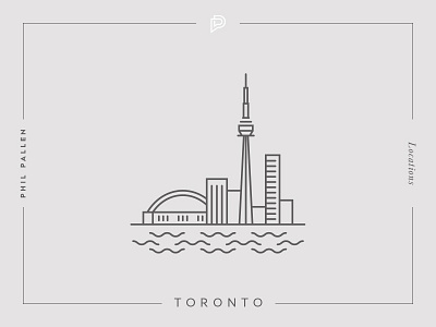 Toronto icon architecture branding canada city flat icon landmark line location toronto travel vector