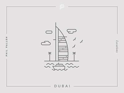 Dubai icon architecture branding city dubai emirates flat icon landmark line location travel vector